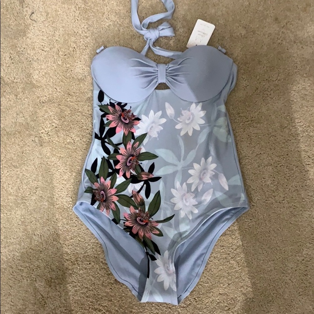Ted Baker belella illusion halterneck swimsuit-2/6